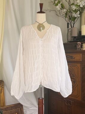 Old Navy Summer Cotton Balloon Sleeves Blouse Tall XXL Cottagecore Coastal Fairy